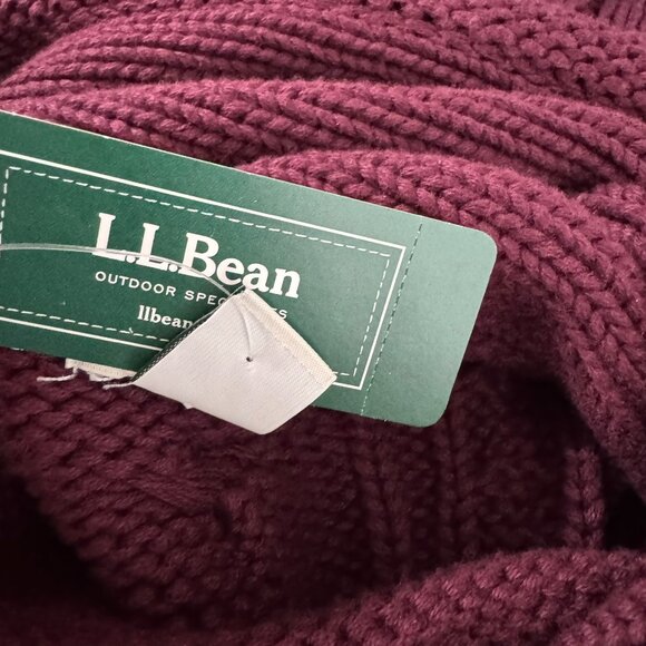L.L. Bean Double L Mixed Cable Knit Sweater XSP Funnelneck Wine NWT FS-1396 - Picture 7 of 11